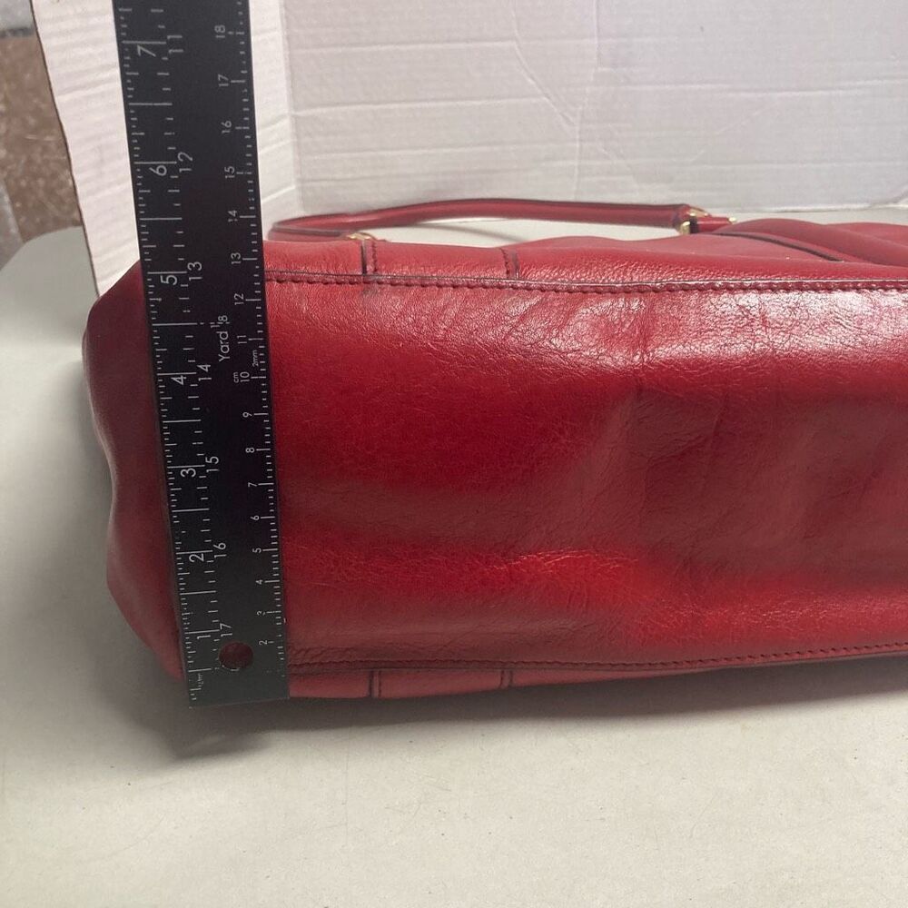 ANTONIO MELANI Women’s Red Leather‎ Tote Handbag Work Computer Bag 13.5X5X11.5 - Picture 3 of 12